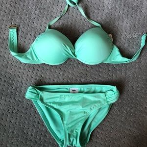 Mossimo twist front halter bikini, seafoam